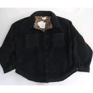 Sincerely‎ Jules for Bandier, The Aspen Sherpa Jacket Black/Leopard New Medium